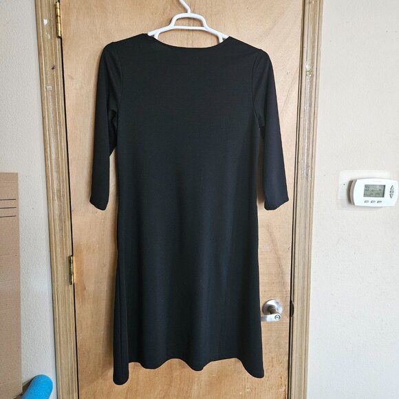Susan Graver Womens Black Dress M 3/4 Sleeve - Picture 3 of 6